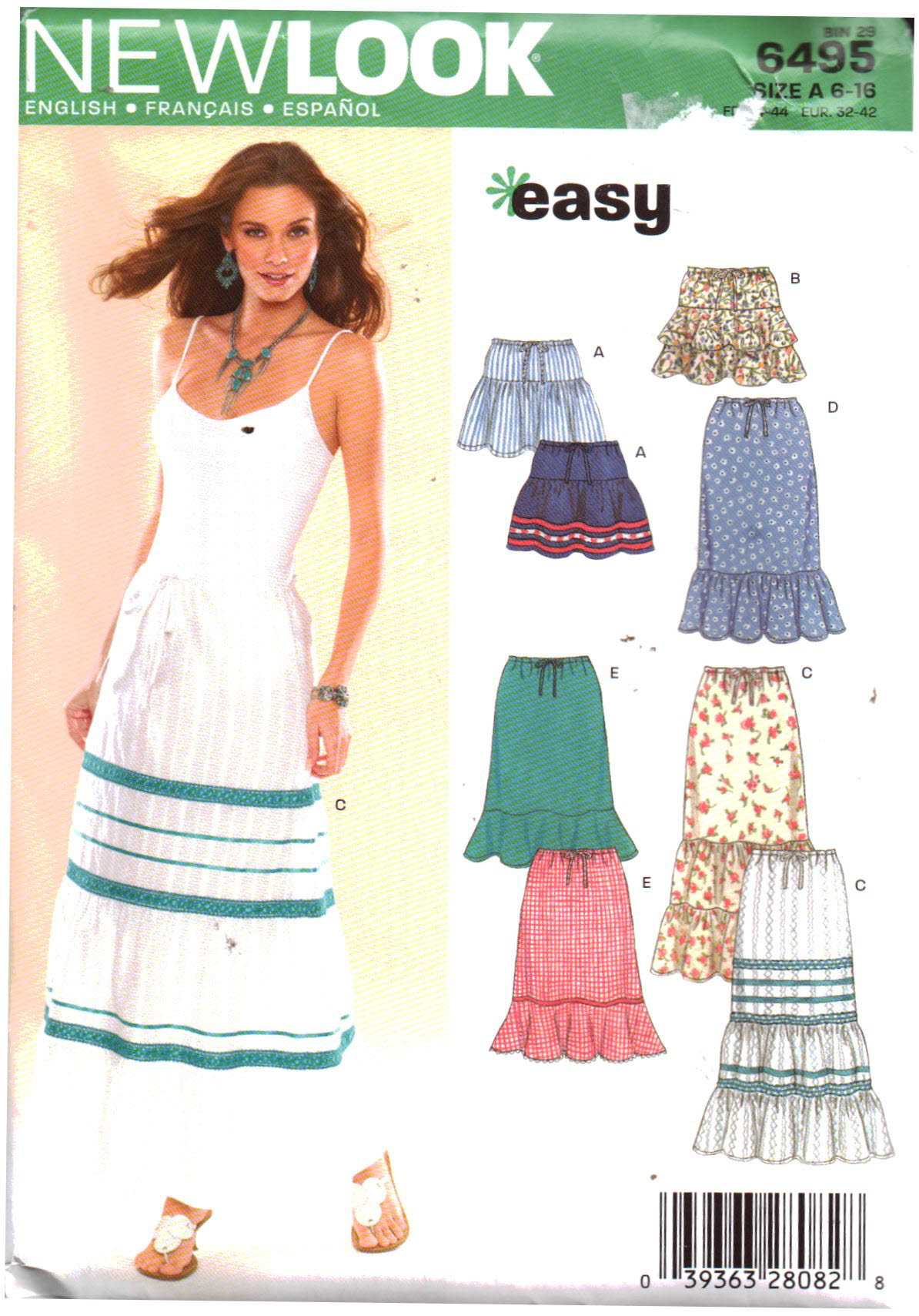 New Look 6495 Skirts Size: A 6-16 Uncut Sewing Pattern