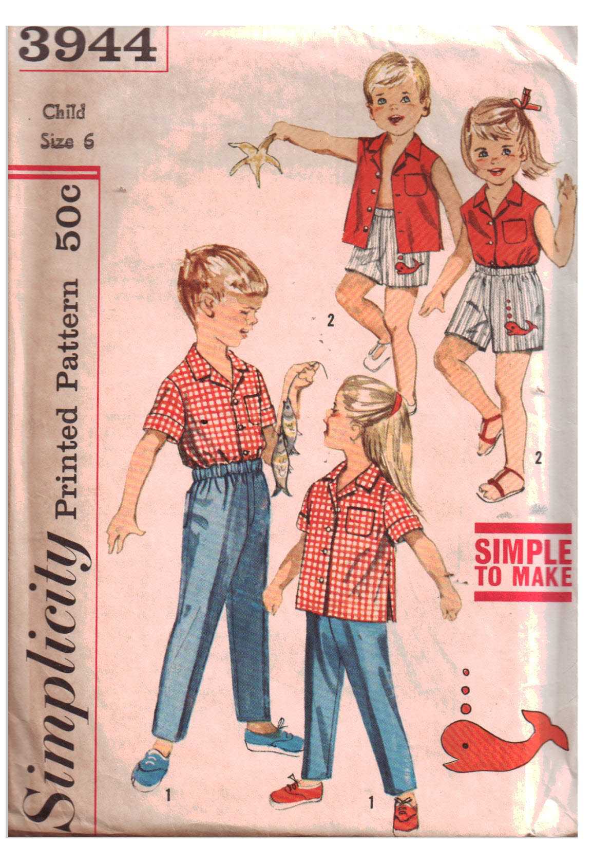 Simplicity  3944   ChildrenUnisex Bottoms and Tops  Pattern   Size 6