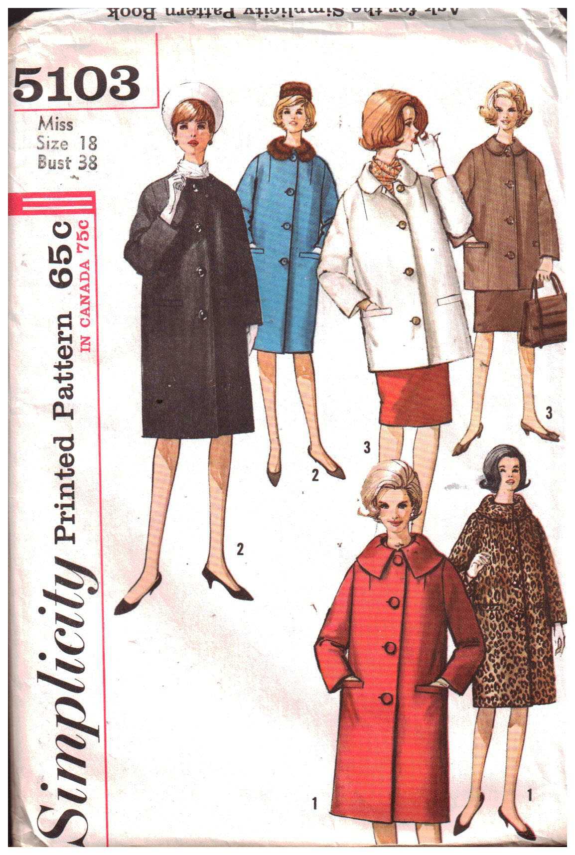 Simplicity 5103 Coat in two lengths Size: 18 Uncut Sewing Pattern