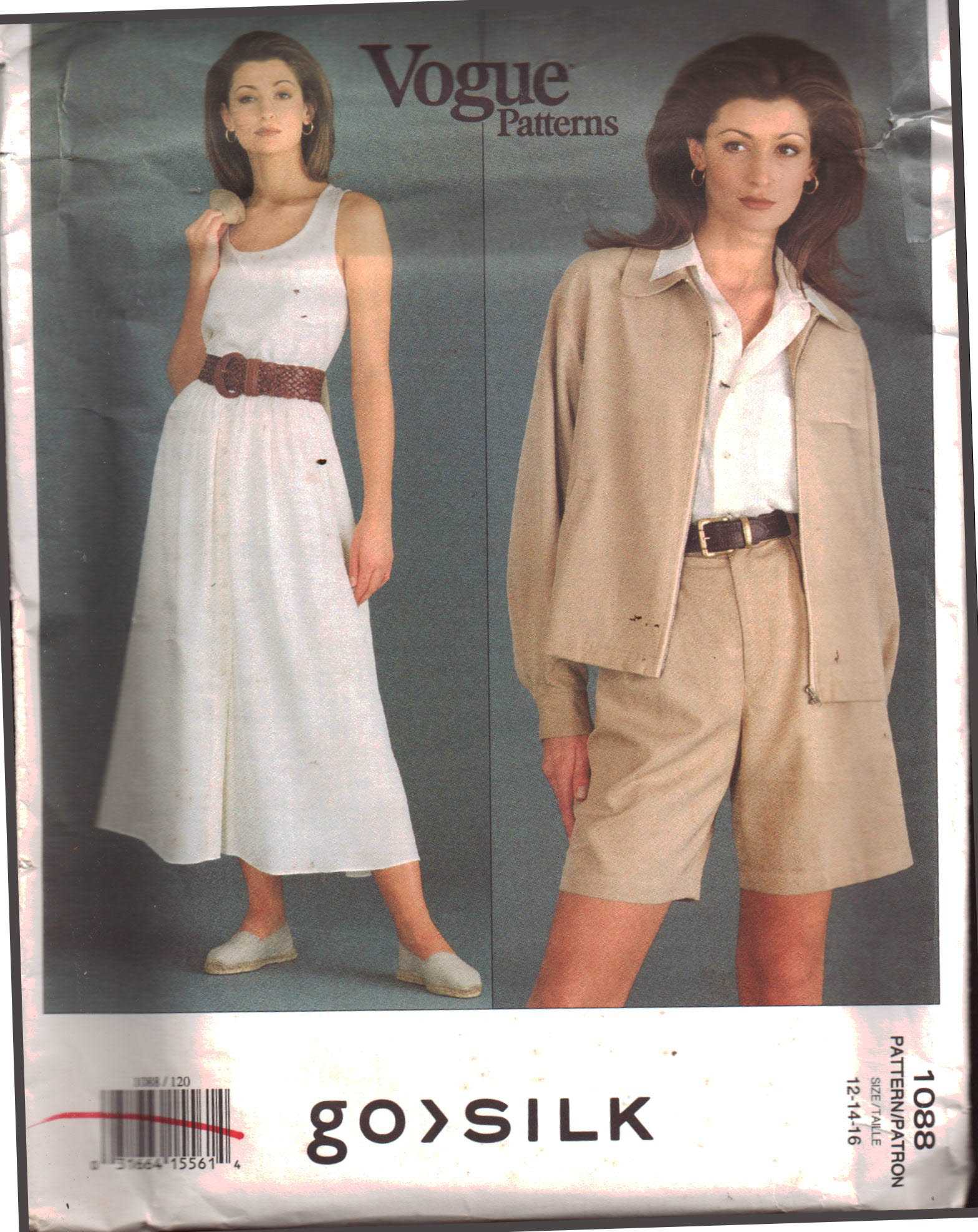 Vogue 1088 Jacket, Skirt. Shorts Size: 12-14-16 Uncut Sewing Pattern