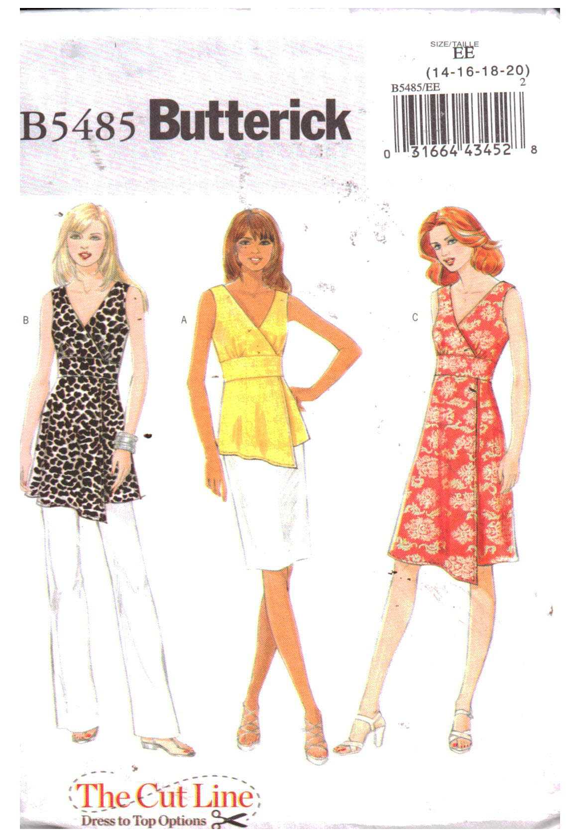 Butterick B5485 Top Tunic Dress Sewing Pattern Size EE 14,16,18,20 UNCUT
