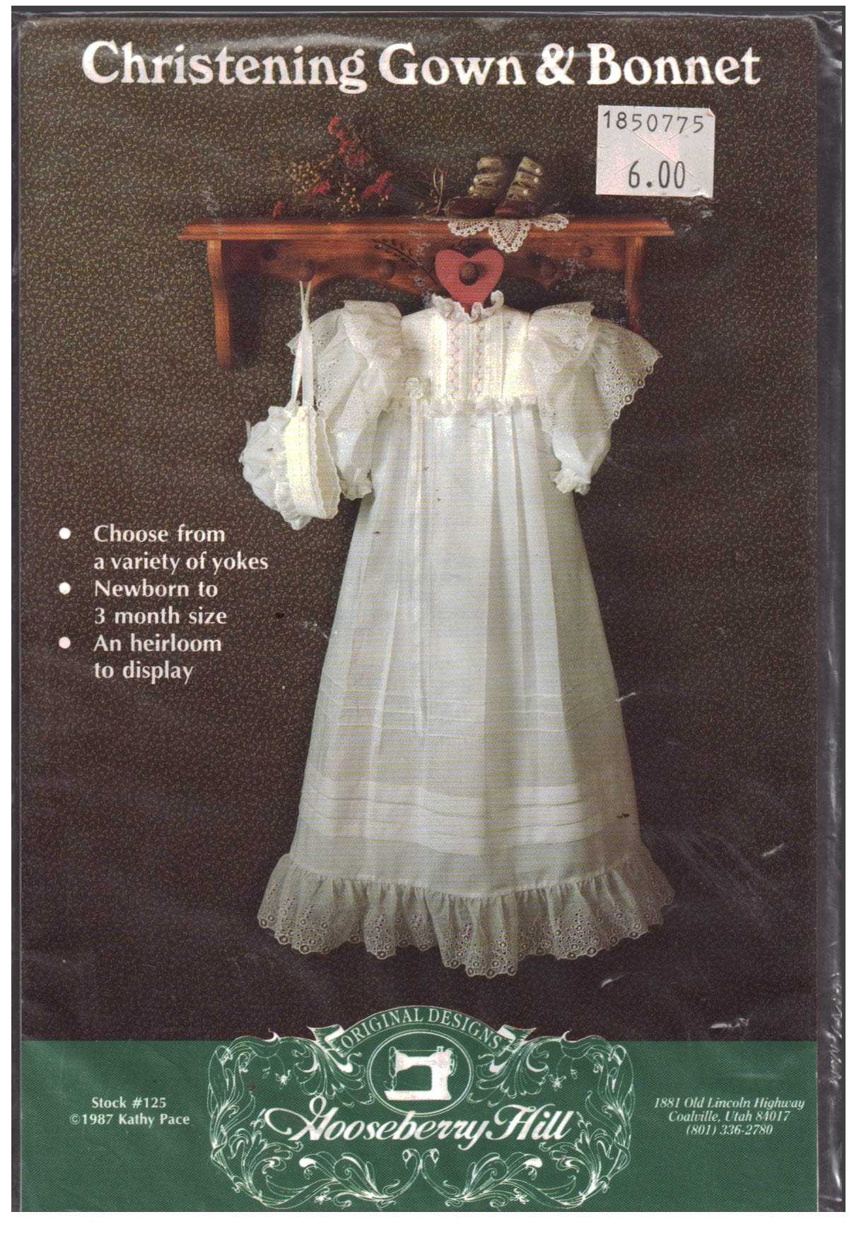 Simplicity 9378 Christening Gowns, Slips, Bonnet by Jessica McClintock  Size: A NB-S-M-L Uncut Sewing Pattern