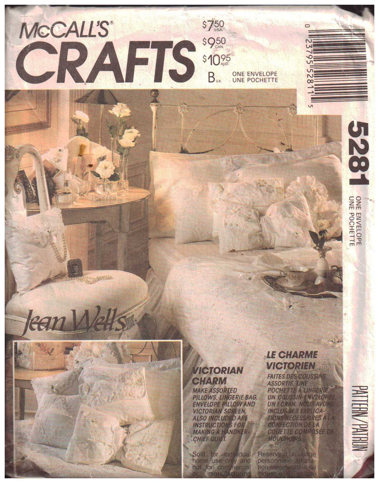 McCall's 5281 Victorian Charm - Pillows, Lingerie Bag, Screen Size: One  Used Sewing Pattern