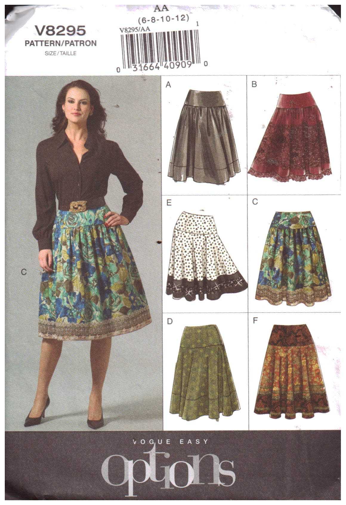 Vogue V8295 Skirt Size: AA 6-8-10-12 Used Sewing Pattern