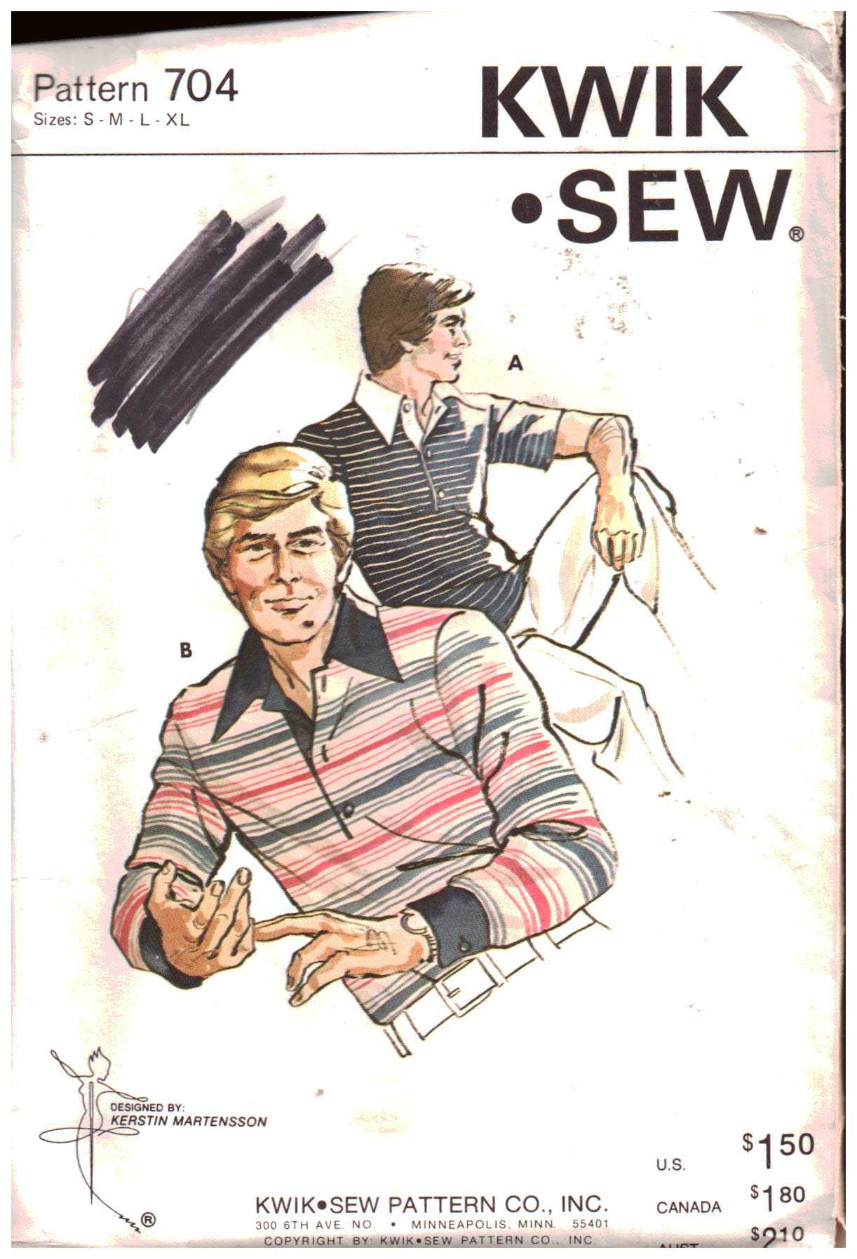 Kwik Sew 704 Men's Rugby Shirt Sizze: S-M-L-XL Uncut Sewing Pattern