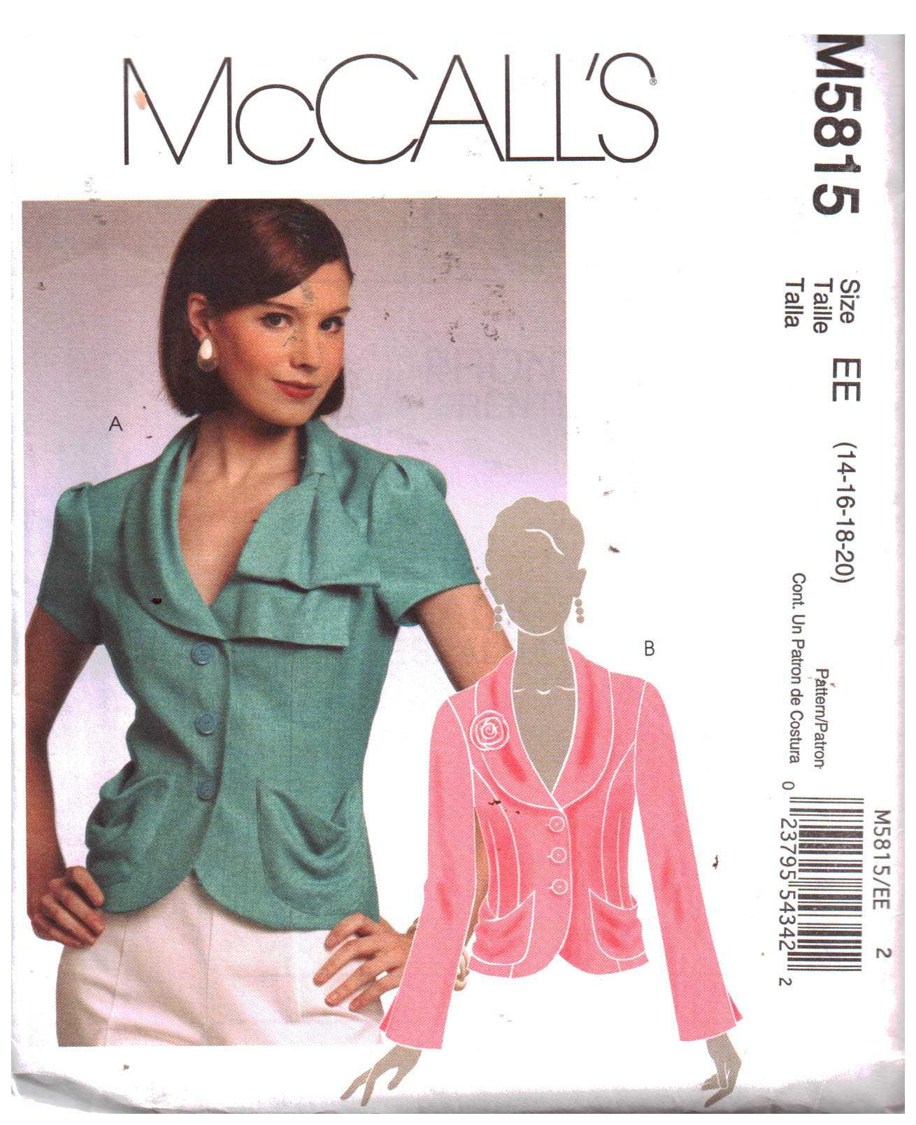 McCall's M5815 Jackets Size: EE 14-20 Uncut Sewing Pattern