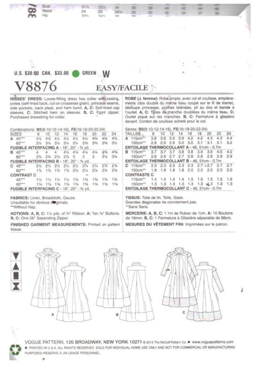 Vogue V8876 1