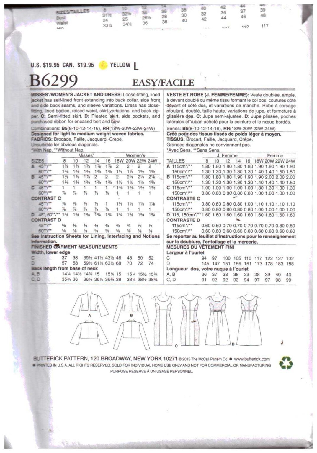 McCall's Patterns M6363 Women's Dresses in 2 Lenghts, Size RR (18W 20W 22W 24W