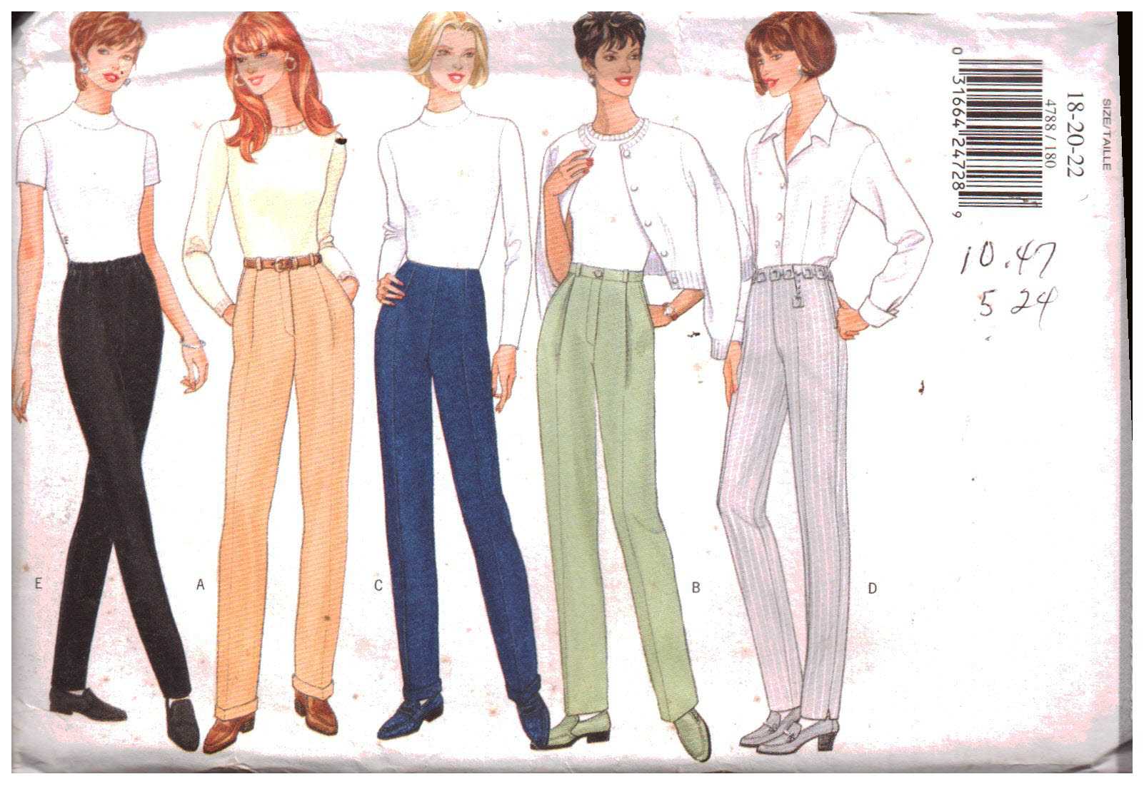 Butterick 4788 Pants Size: 18-20-22 Uncut Sewing Pattern