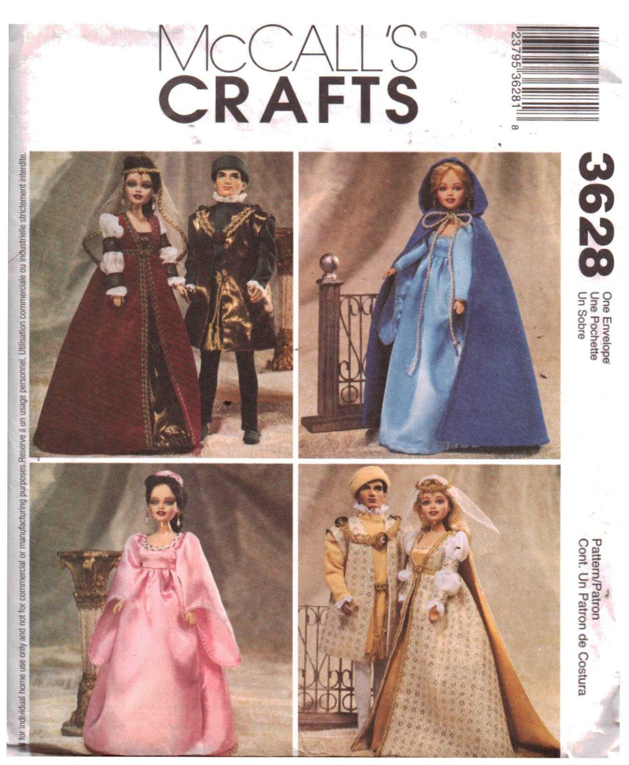 McCall's 3628 Doll Clothes Size: 11.5-12