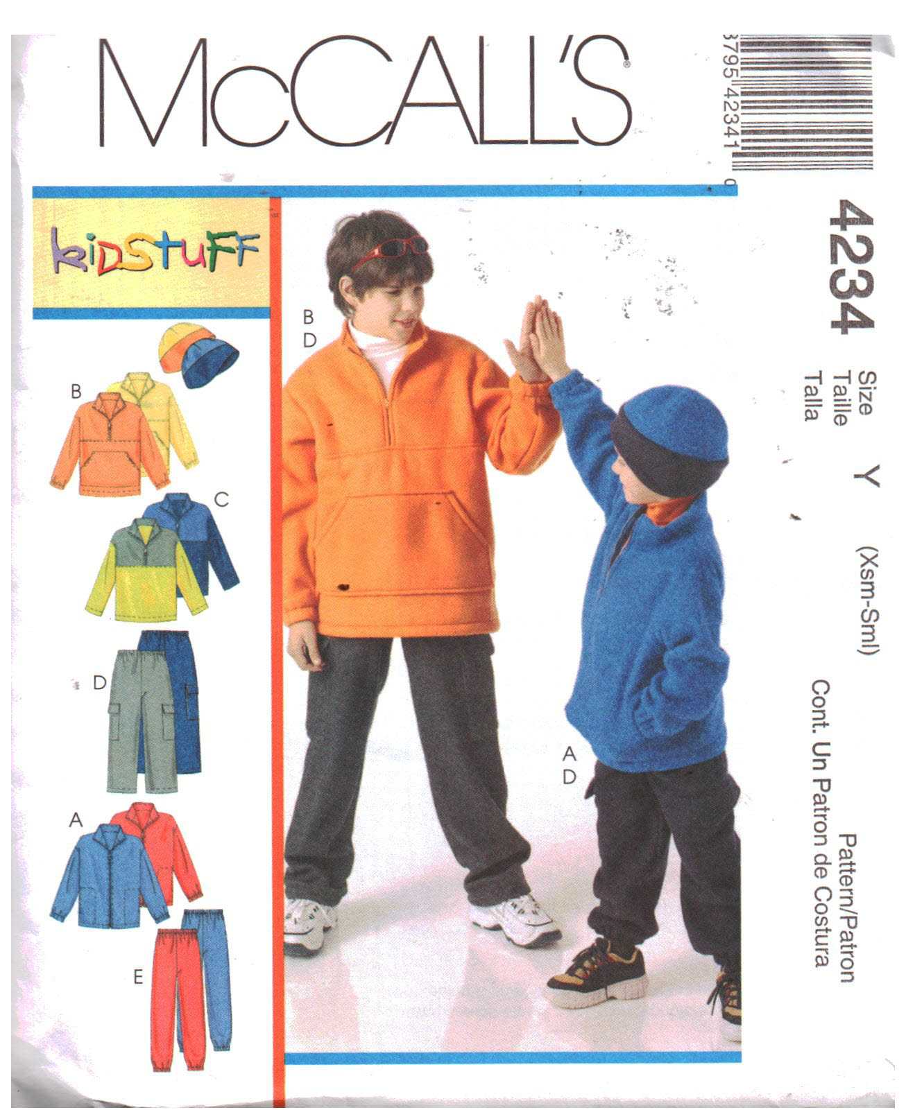 McCall's 4234 Boy's Jacket, Tops, Pants, Hat Size: Y XS-S Uncut Sewing ...