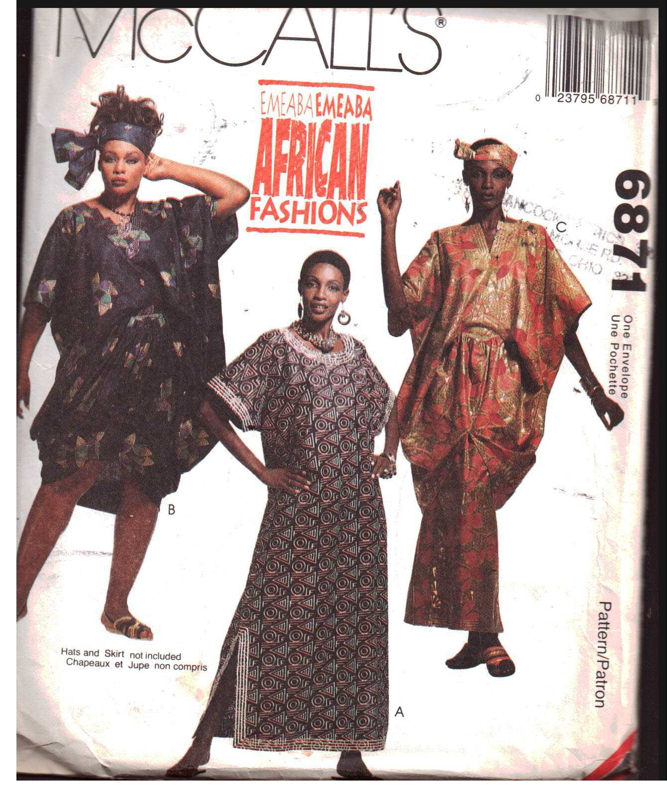 McCall's 6871 African Fashions Dresses Size: 6-22 Uncut Sewing Pattern