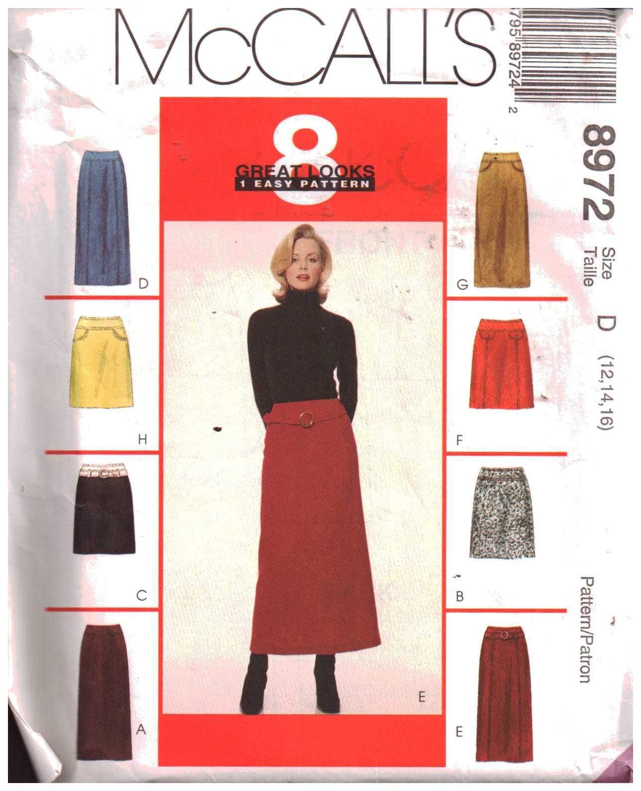 McCall's 8972 Skirts Size: D 12-14-16 Uncut Sewing Pattern