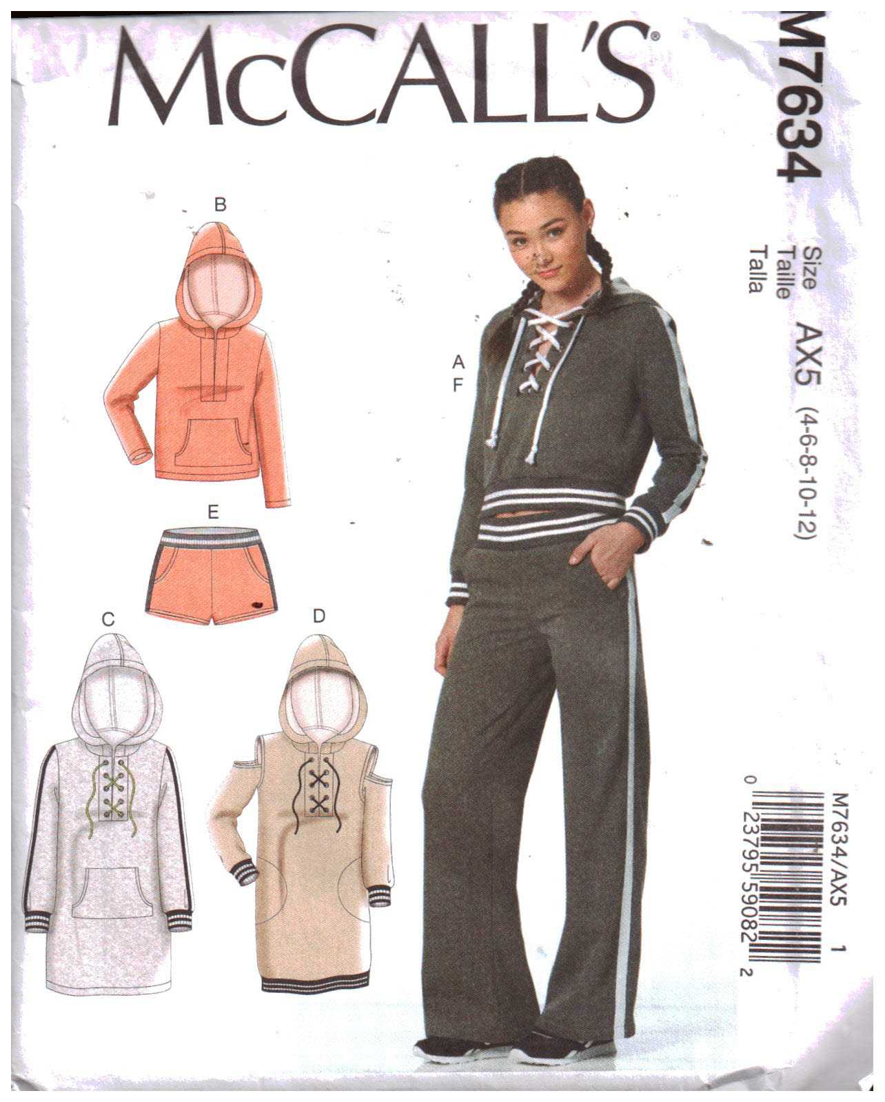 McCall's M7634 Girl's Tops, Dress, Shorts, Pants Size: AX5 4-6-8-10-12  Uncut Sewing Pattern