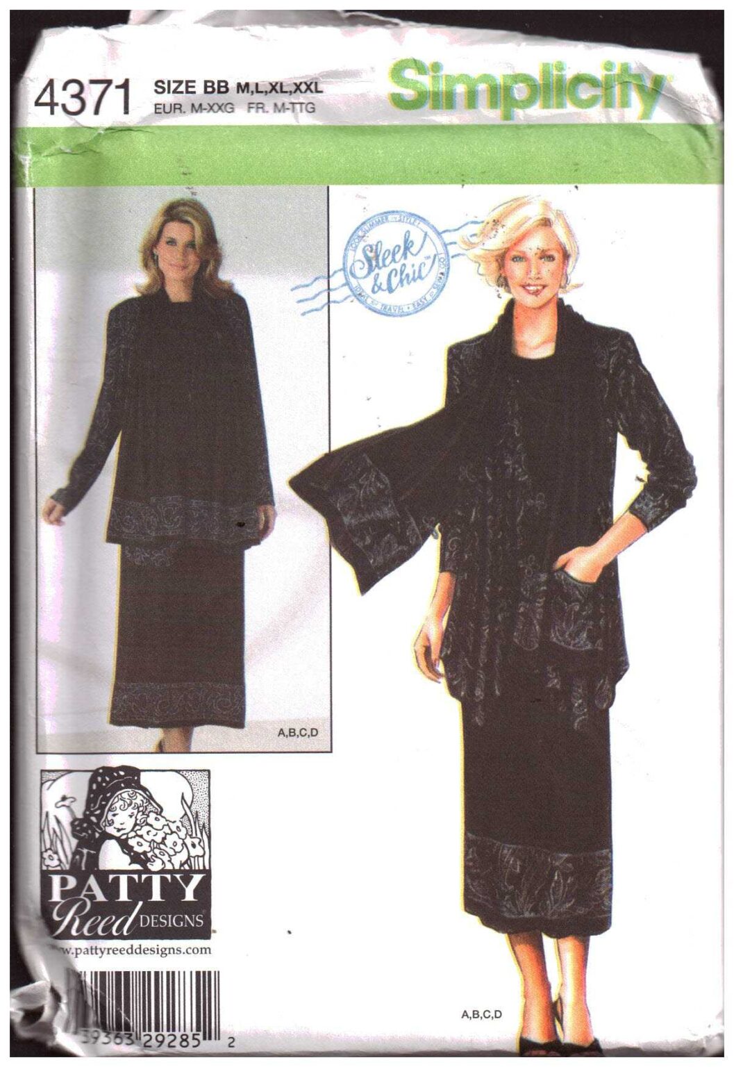 Simplicity 4371 Top, Skirt, Jacket, Scarf by Patty Reed Size: BB M-L-XL ...