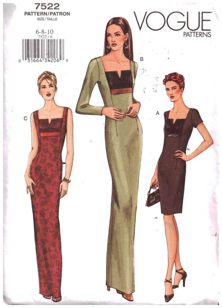 Vogue 7522 Dress Size: 6-8-10 Uncut Sewing Pattern