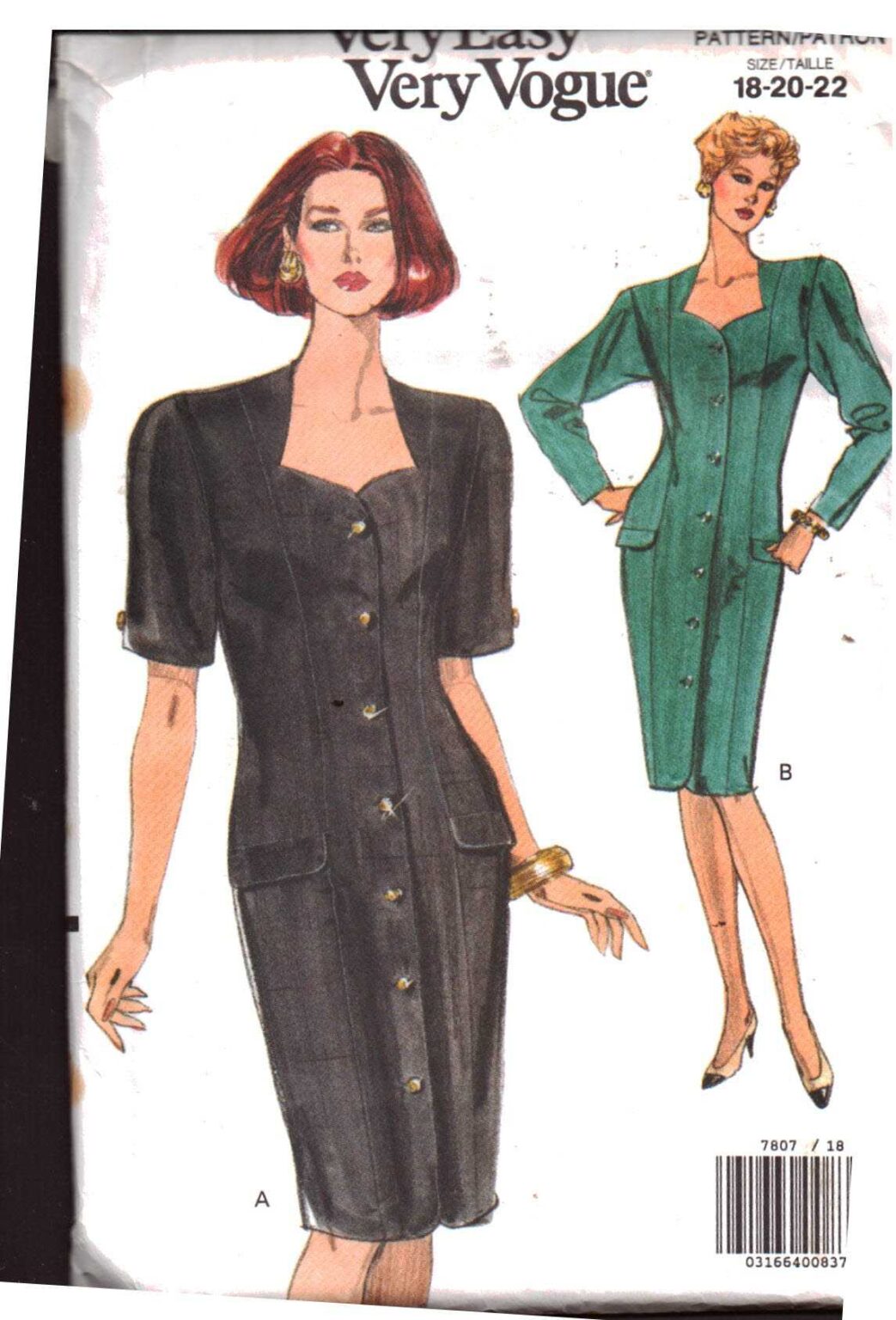 Vogue 7807 Dress Size 182022 Uncut Sewing Pattern