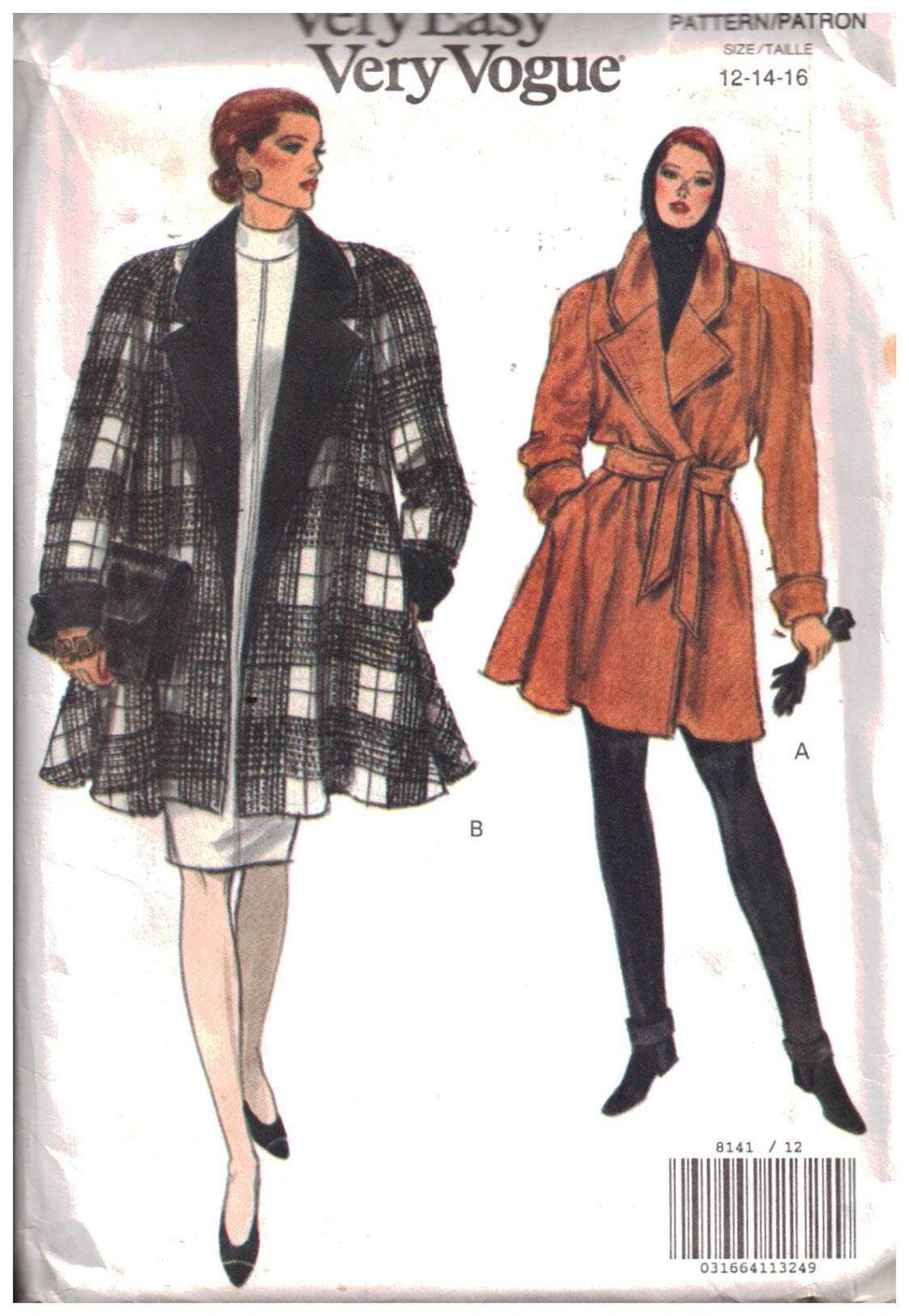 Vogue 8141 Coat Size: 12-14-16 Uncut Sewing Pattern