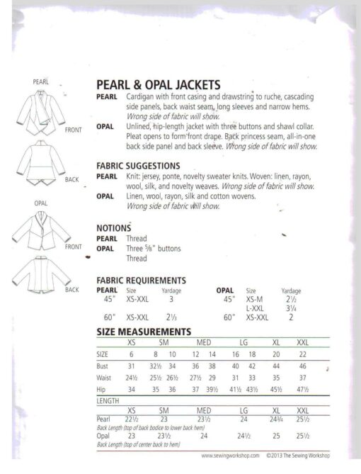 The Sewing Workshop Pearl & Opal Jackets 1