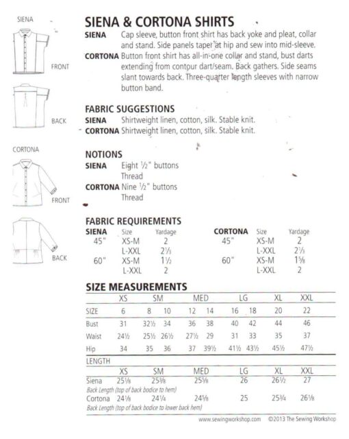 The Sewing Workshop Siena & Cortona Shirts 1
