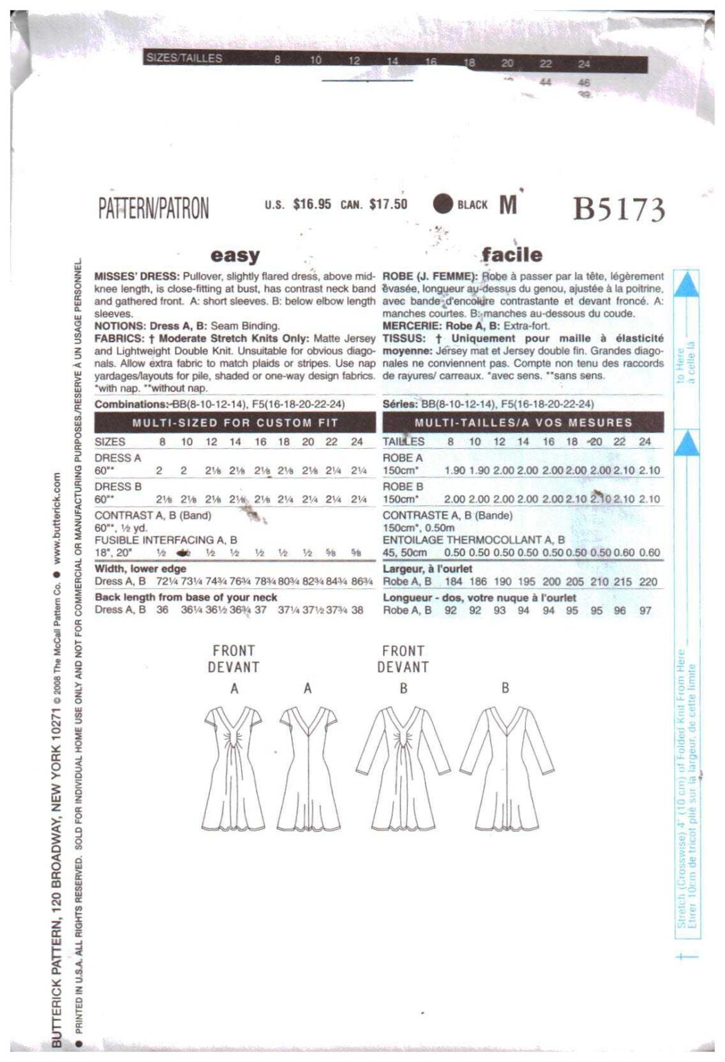 Butterick Butterick B5173 Dress by Maggy LondonSize BB 8101214 Uncut Sewing Pattern