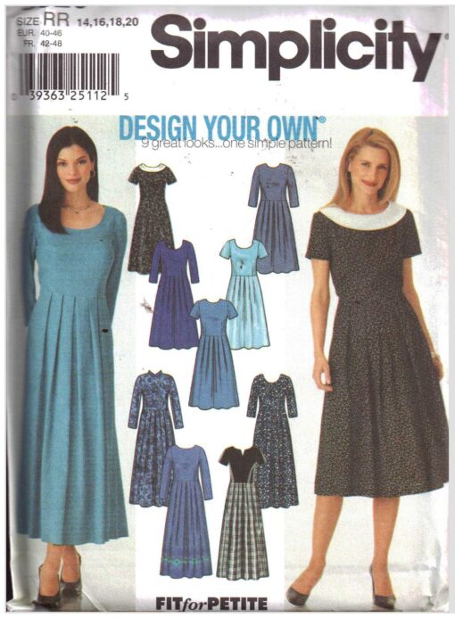 Simplicity 9829 Dress in two lengths Size: RR 14-16-18-20 Uncut Sewing ...