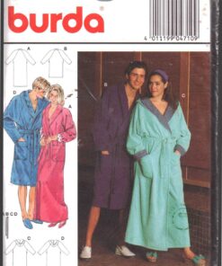 Burda 4710 Unisex Robe Size: 14-24 and 36-46 Uncut Sewing Pattern