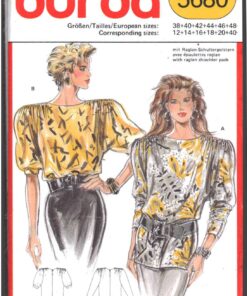 Burda 5680 Blouse Size: 12-40 Uncut Sewing Pattern