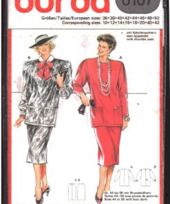 Burda 6107 Top, Skirt Size: 10-42 Uncut Sewing Pattern