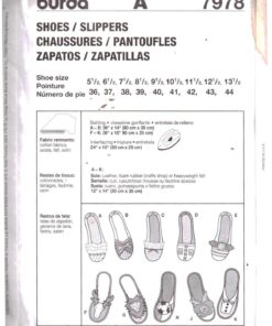 Burda 7978 Slippers Size: 5.5-13.5 Uncut Sewing Pattern - Image 2