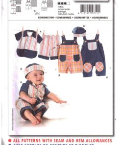 Burda 9711 Infants Co-ordinates , Romper, Top, Pants, Hat Size: 3M-18M Uncut Sewing Pattern