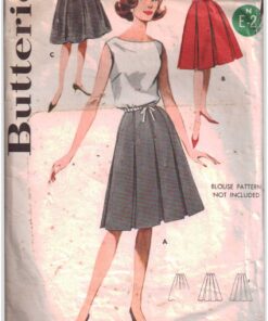 Butterick 2295 Box Pleat Skirt Size: Waist 25 Hip 34 Used Sewing Pattern