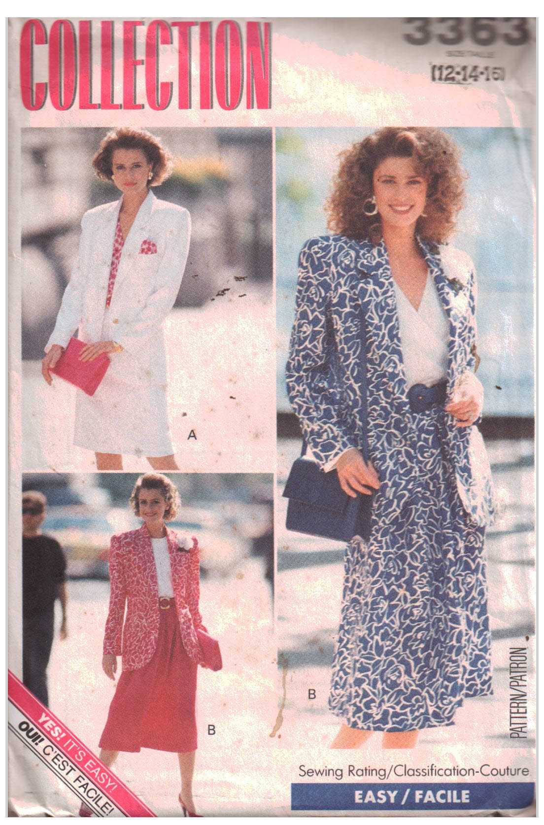 Butterick 3363 Jacket, Skirt Size: 12-14-16 Uncut Sewing Pattern