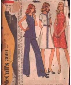 Butterick 3604 Dress, Top, Pants Size: 12 Bust 34 Uncut Sewing Pattern
