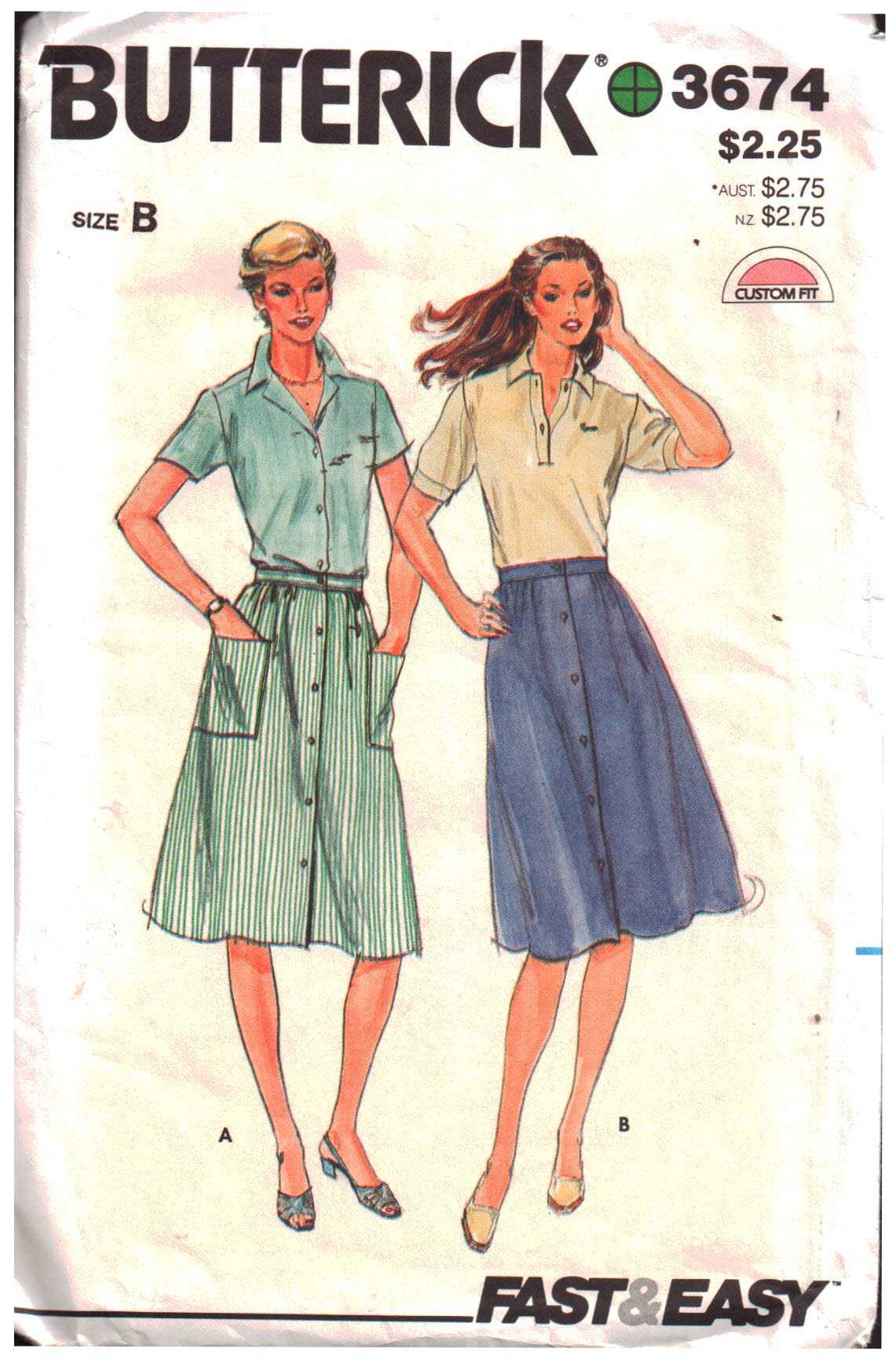 Butterick 3674 Skirt Size: 10-12-14 Used Sewing Pattern