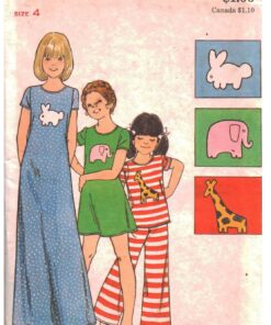 Butterick 3956 Girls' Nightgown, Pajamas Size: 4 Used Sewing Pattern