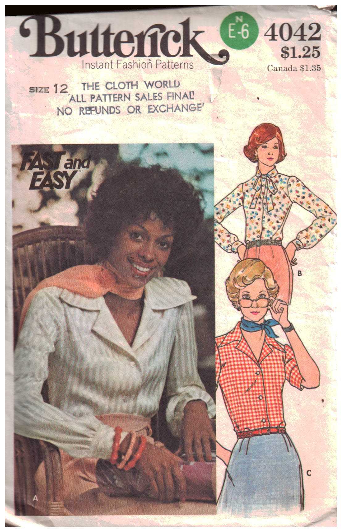 Butterick 4042 Blouse Size: 16 Uncut Sewing Pattern