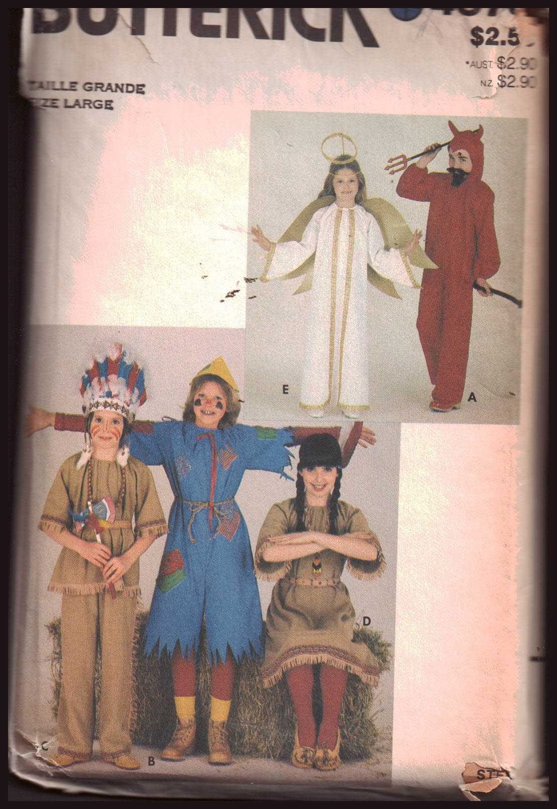 Butterick 4073 Child's Costume - Angel, Devil, Native American Size: 12-14 Used Sewing Pattern