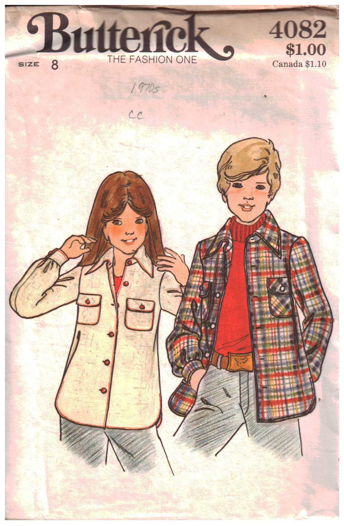 Butterick 4082 Girl's Shirt Jacket Size: 8 Used Sewing Pattern