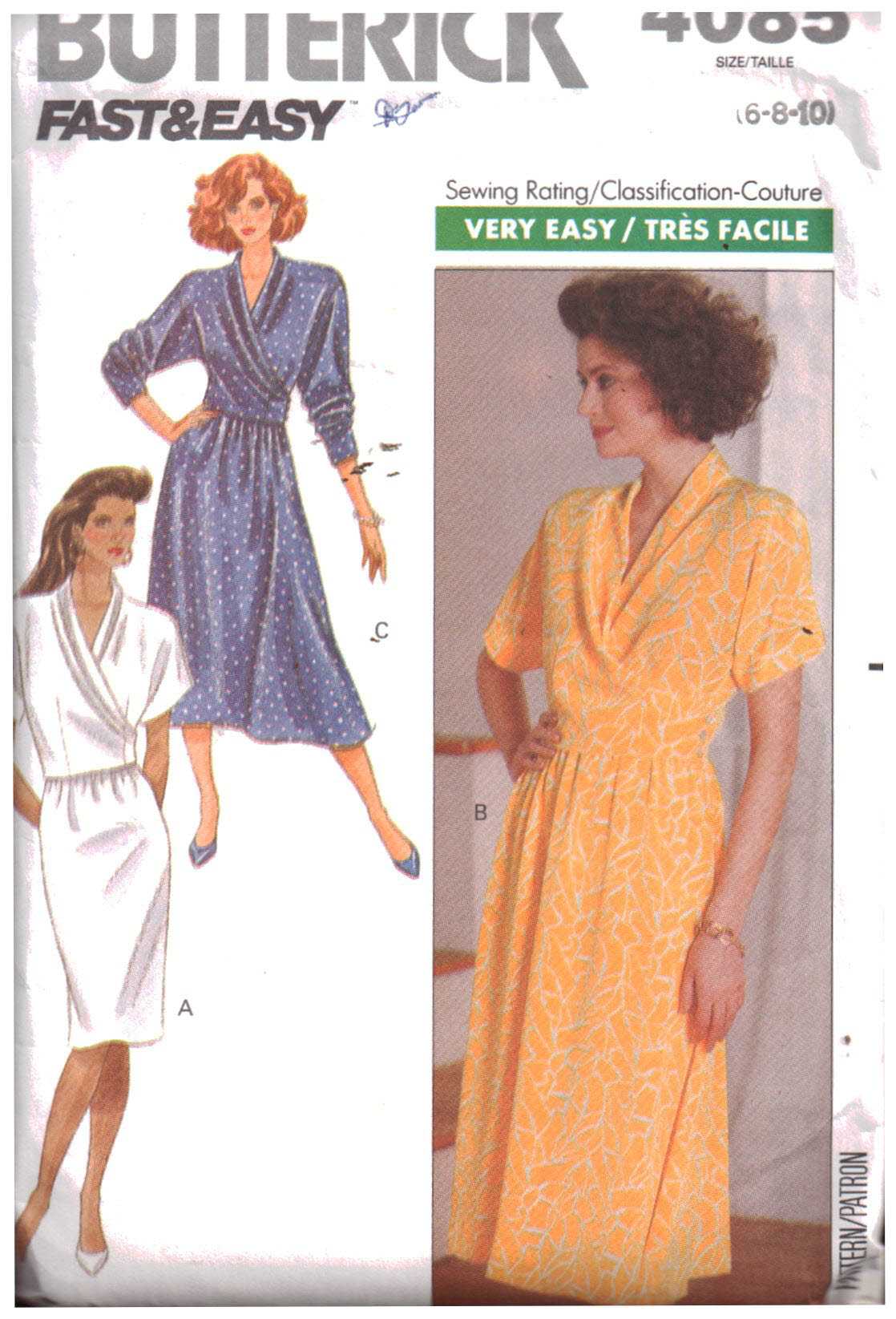 Butterick 4085 Dress Size: 6-8-10 Uncut Sewing Pattern