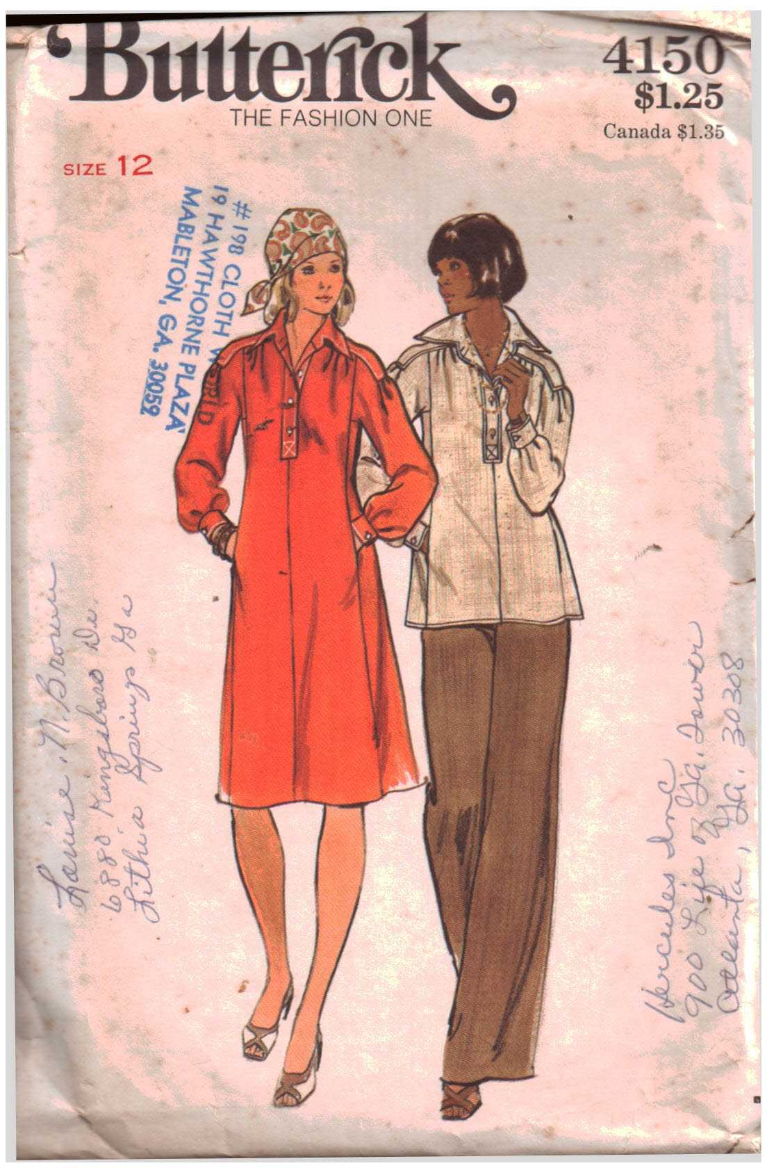 Butterick 4150 Dress, Top, Pants Size: 12 Used Sewing Pattern