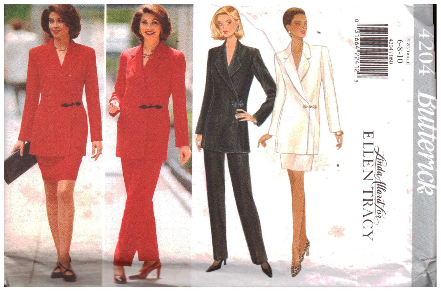 Butterick 4204 Suit - Jacket, Skirt, Pants Size: 6-8-10 Uncut Sewing Pattern