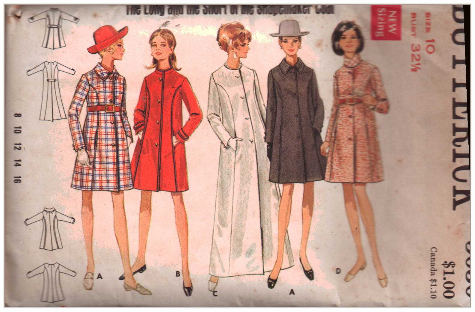 Butterick 5030 Coat in three lengths Size: 10 Bust 32.5 Used Sewing Pattern