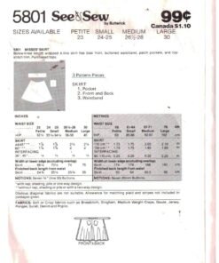 Alternative view of Butterick 5801 Skirt Size: 36-38 Used Sewing Pattern