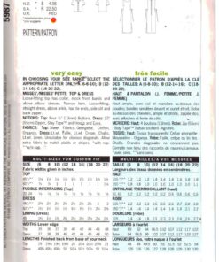 Alternative view of Butterick 5987 Dress, Top Size: B 12-14-16 Used Sewing Pattern