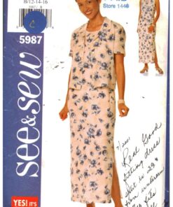 Butterick 5987 Dress, Top Size: B 12-14-16 Used Sewing Pattern