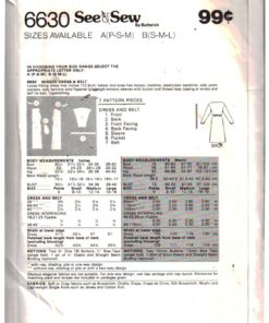 Alternative view of Butterick 6630 Dress Size: S-M-L Used Sewing Pattern