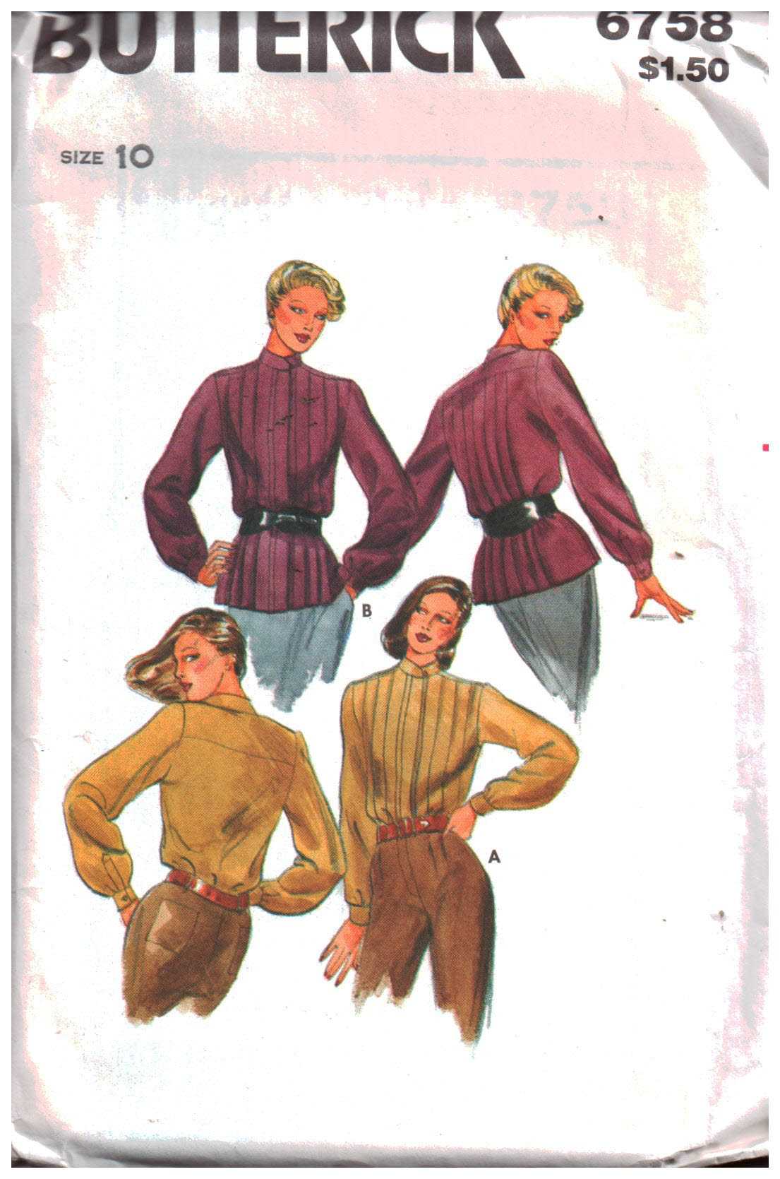 Butterick 6758 Blouse Size: 10 Uncut Sewing Pattern