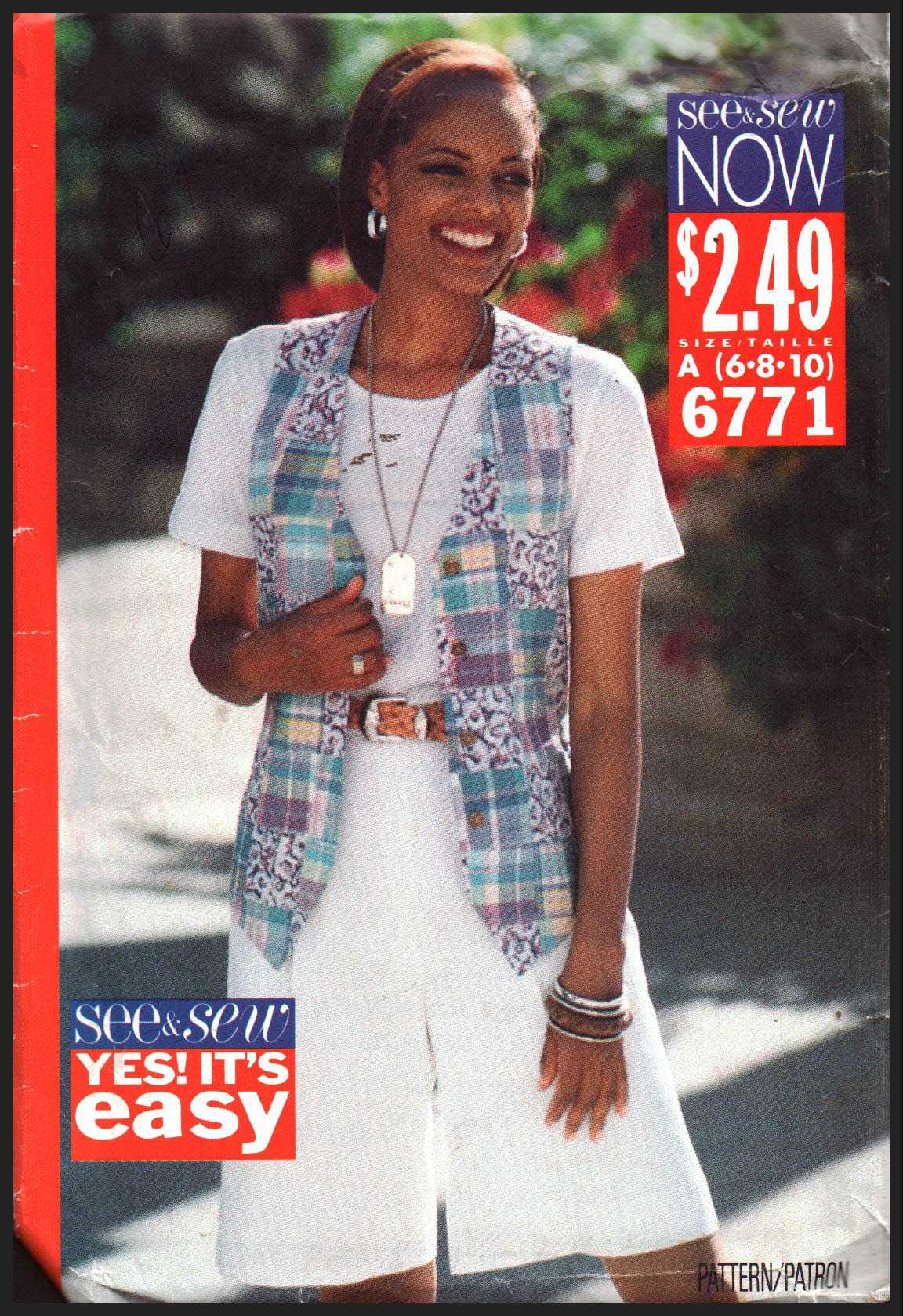 Butterick 6771 Vest, Shorts Size: A 6-8-10 Uncut Sewing Pattern