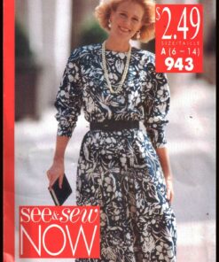 Butterick 943 Dress Size: A 6-14 Uncut Sewing Pattern